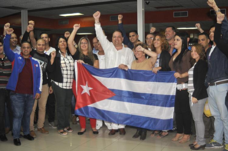 The Cuban delegation to the eighth Summit of the Americas.