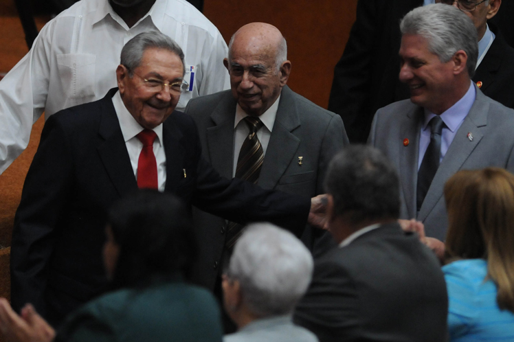 Raul Castro, Jose Ramon Machado Ventura and Miguel Diaz-Canel.