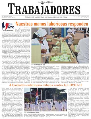 Periódico Trabajadores. Edición Impresa. Lunes 6 de abril de 2020.