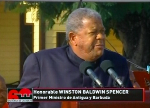 Winston Baldwin Spencer en su discurso por Acto de la Rebeldía Nacional. (Foto: Radio Rebelde/Twitter)