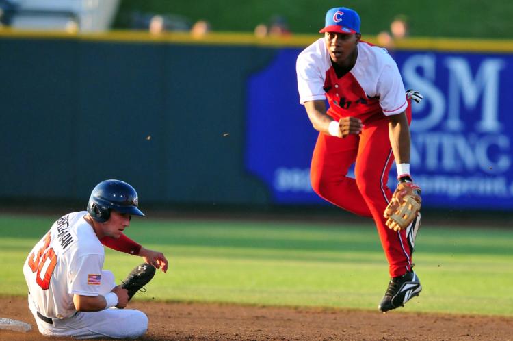3ro juego del tope entre los equipos nacionales de EE.UU. y Cuba. Foto: Ricardo López Hevia