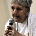 Intervención de Irma Sehwerert, madre de René González, uno de los Cinco Héroes Cubanos, durante un encuentro con la XX Brigada Latinoamericana y Caribeña de Solidaridad con Cuba, en el campamento internacional Julio Antonio Mella, en Caimito, provincia de Artemisa
