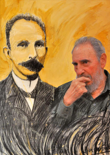 Dagoberto Jaquinet y Alex Castro: Sin título. 98 x 67 cm. Técnica mixta, impresión digital sobre tela.