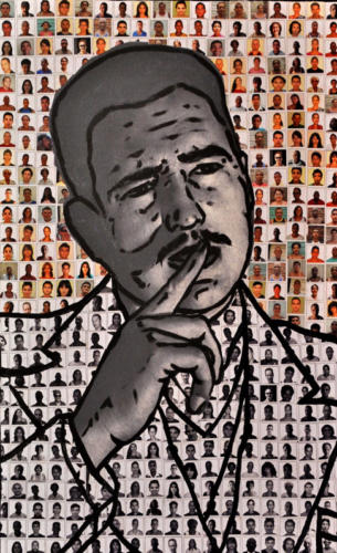 Joel Jover y Osvaldo Salas: Sin título. 95 x 70 cm. Técnica mixta, impresión digital sobre tela.