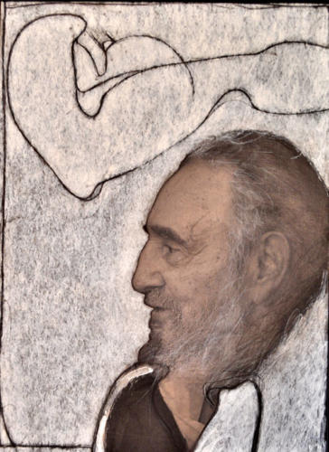 Rubén Rodríguez y Alex Castro: Sin título. 95 x 70 cm. Acrílico, impresión digital sobre tela.