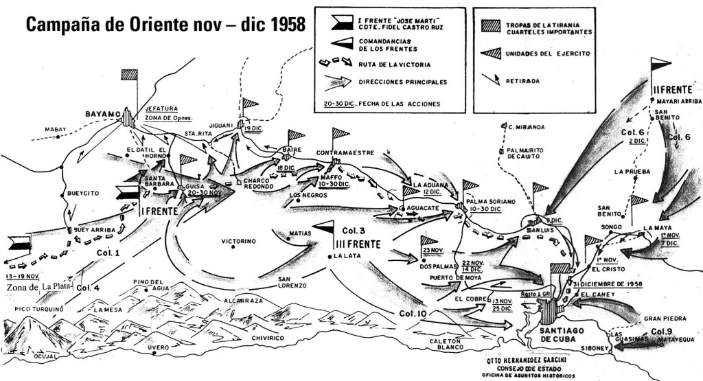 Ruta seguida por Fidel, desde La Plata hasta Santiago de Cuba. Mapa: Otto Hernández Garcini.