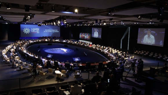 El Canciller cubano Bruno Rodríguez inaugura la Reunión de Cancilleres de CELAC. Foto: Franklin Reyes/ AP.