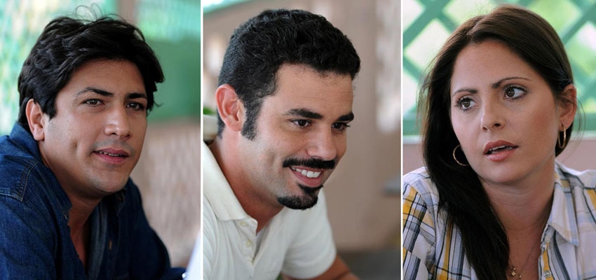 El trío de protagonistas —Kristell Almazán, Carlos Luis González y Laura Moras— hizo su trabajo sin problemas. Foto: Raúl Pupo/ Juventud Rebelde