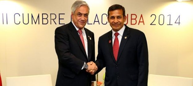Los presidentes de Chile y Perú, Sebastián Piñera y Ollanta Humala, en la II Cumbre de la CELAC en La Habana Foto: Portaldelsur.info.