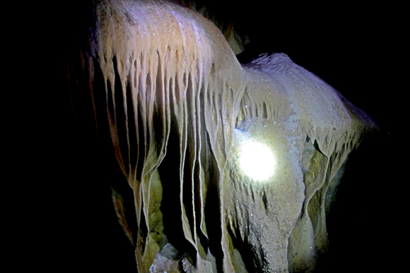 Galerías de cristal en la cueva El Jagüey. Fotos Ismael Francisco