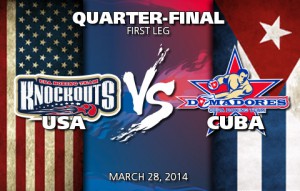 Anuncio oficial del cercano tope entre Domadores de Cuba y Nocauts de Estados Unidos.