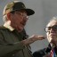 Raúl Castro y García Márquez en el acto por el 50 aniversario de la Revolución Cubana. Foto: AP.