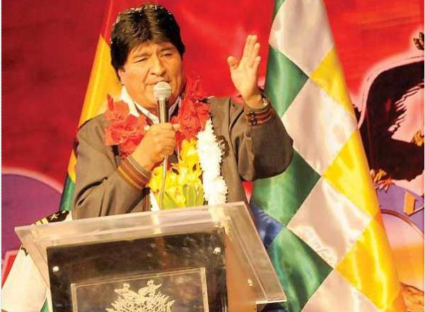 El presidente Evo Morales durante su intervención en el Encuentro Sindical Internacional Antimperialista, la pasada semana. Foto: ABI.