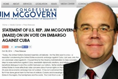 Representante demócrata James McGovern pide fin de bloqueo a Cuba