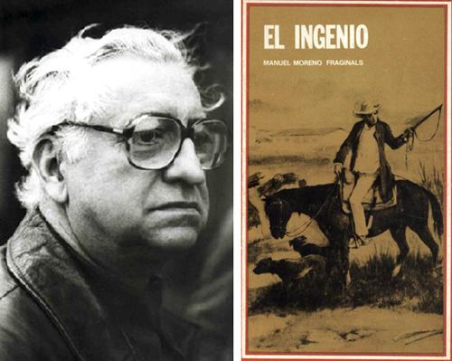  Manuel Moreno Fraginals y una edición de su obra cumbre, El Ingenio. Foto: Archivo