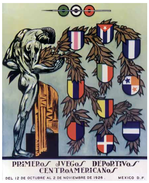 Cartel oficial de los I Juegos Centroamericanos y del Caribe México 1926.