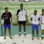 Osleni Guerrero (al centro) reeditó su medalla de oro en el Internacional de Suriname 2014.