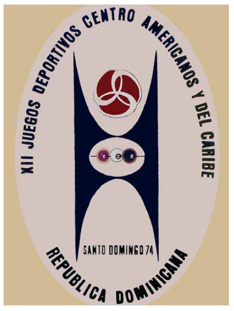 Cartel oficial de los XII Juegos Centroamericanos y del Caribe de República Dominicana 1974.