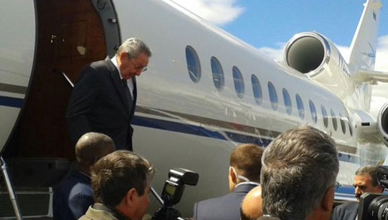 Mandatario cubano Raúl Castro arriba a territorio costarricense para participar en la cumbre Celac. Foto: Telesur