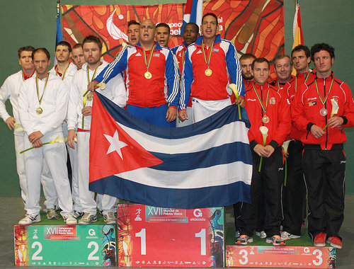 La premiación de los cubanos en la cita mundial de México 2014.