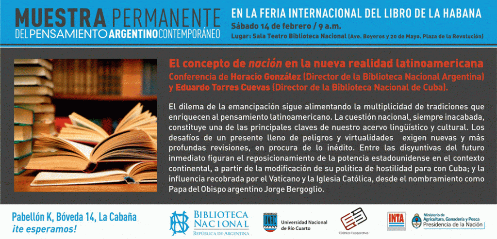Invitación a la conferencia que dictarán Eduardo Torres-Cuevas y Horacio González.