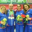 Narciso junto sus discípulas, tras la tercera medalla de oro en Veracruz 2014.