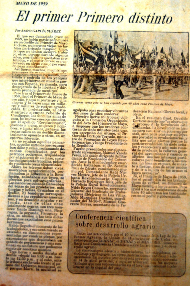 Fotocopia del escrito que reseña aquella jornada memorable. Foto: Ramón Barreras Ferrán