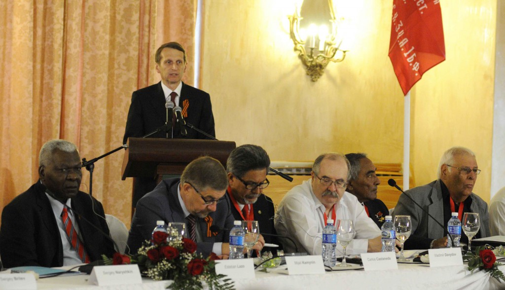 Serguei Naryshkin, presidente de la Duma estatal rusa (cámara baja) interviene en la conferencia internacional sobre la cooperación soviética y América Latina durante la Segunda Guerra Mundial y en la contemporaneidad, en el Hotel Nacional de Cuba, en La Habana, AIN FOTO/Roberto MOREJÓN