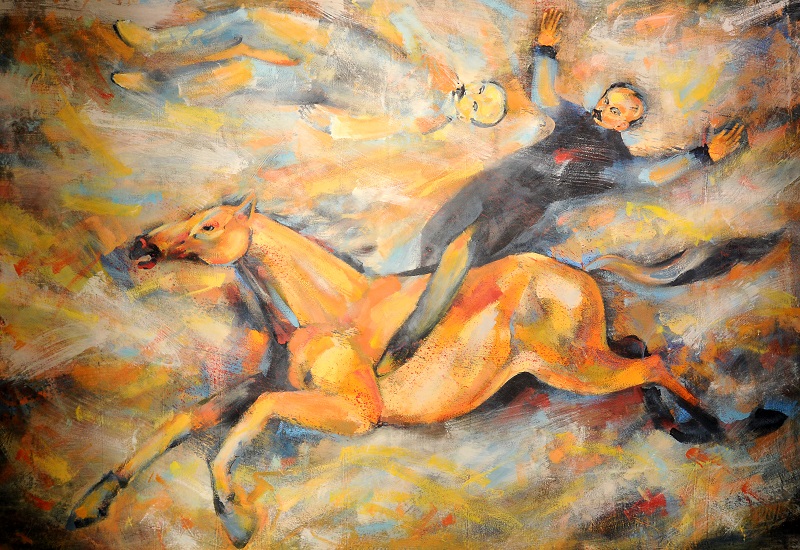 Obra No se conquista la vida sino con la muerte; acrílico sobre tela; 2,20 x 1,50 cm; 2010; Kamyl Bullaudy. | foto: Roberto Carlos Medina