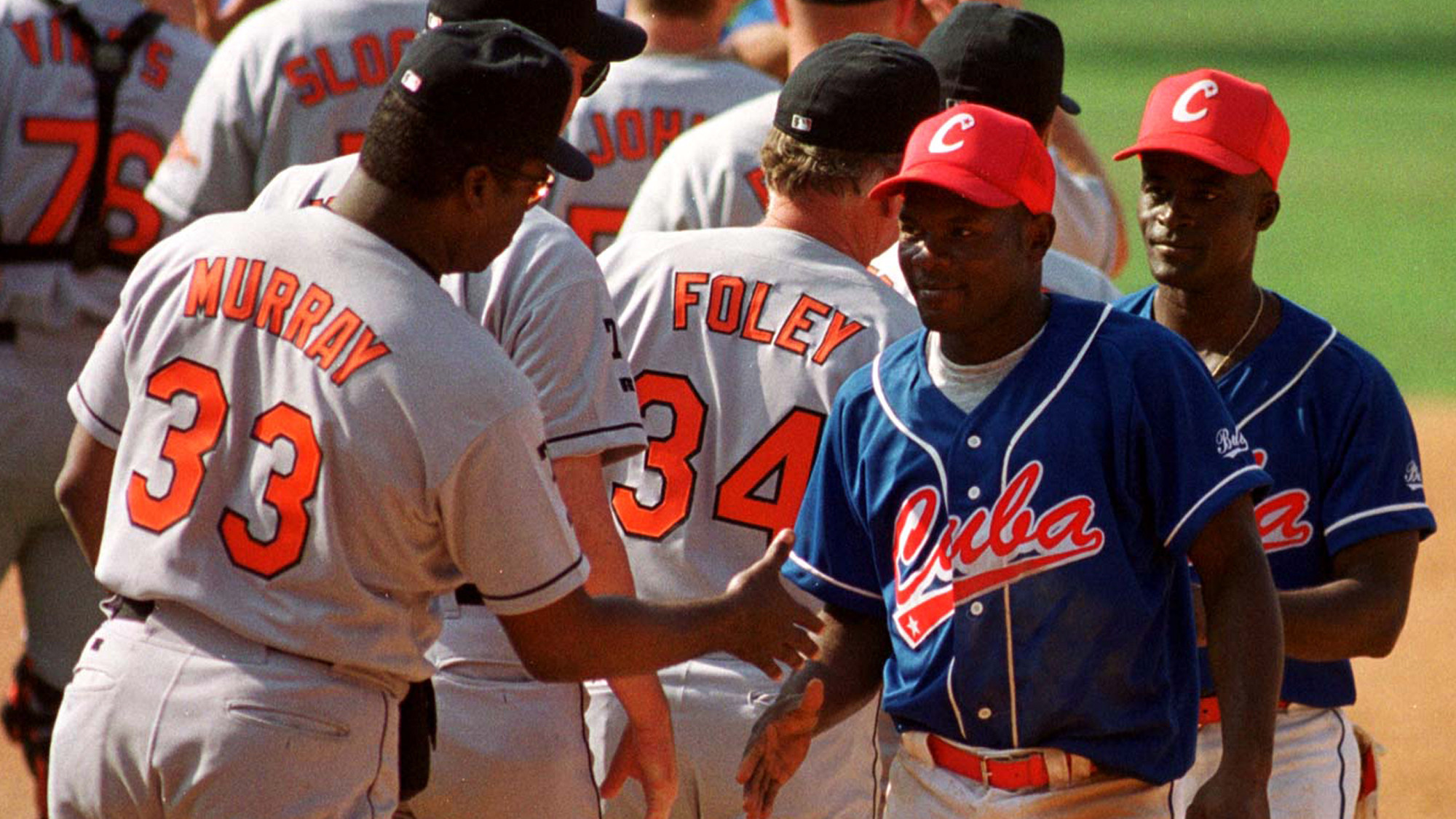 Imagen del partido entre Cuba y los Orioles de Baltimore en 1999.