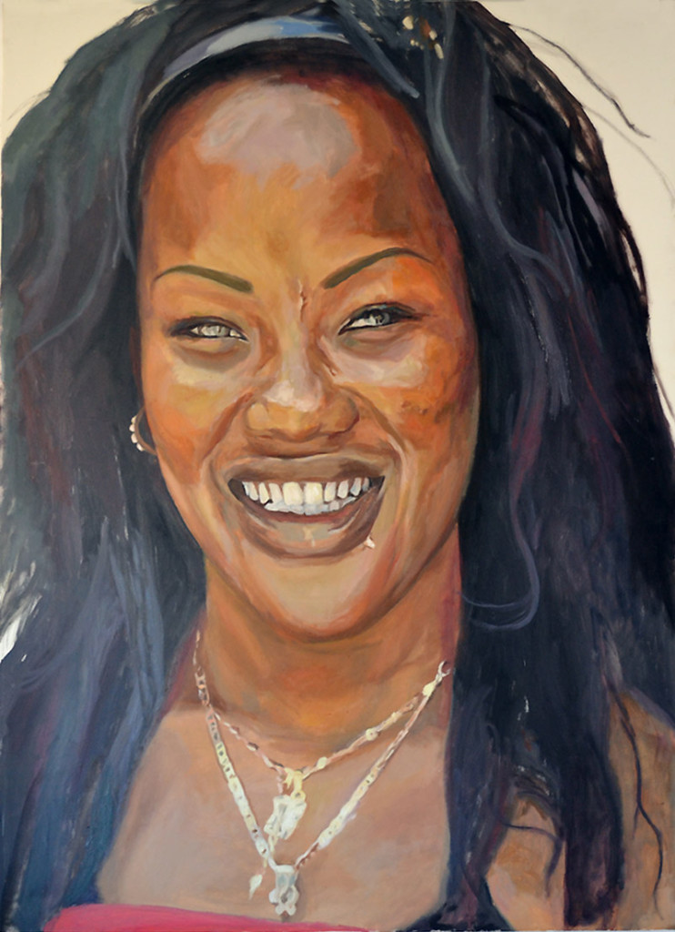 Obra de Antuán inspirada en Caridad, la hija de Lorenzo, dos humildes vecinos de la barriada de Buenavista. 103 x 143 cm, óleo sobre lienzo. 2015.