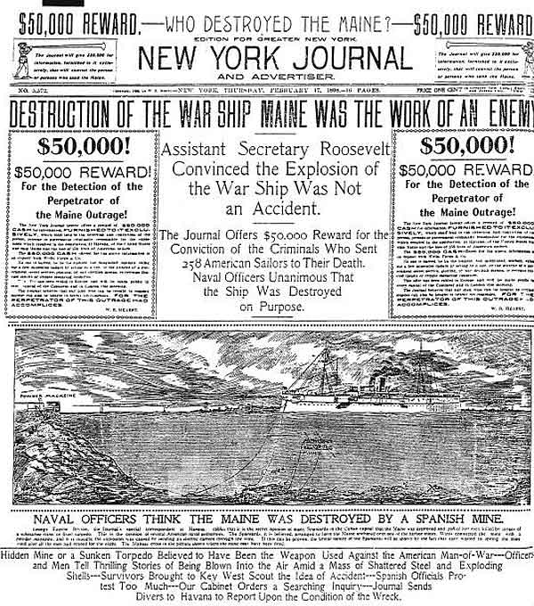 Así reflejó el New York Journal la explosicón del acorazado Maine en la bahía de La Habana.