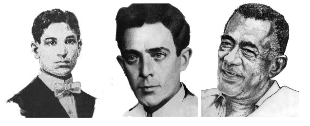 Tres figuras emblemáticas de la CNOC: Alfredo López, Rubén Martínez Villena y Lázaro Peña.