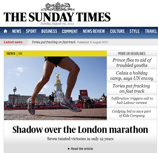 Portada de The Sunday Times del 9 de agosto.