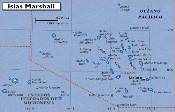 Mapa de las Islas Marshall. Tomado de internet.