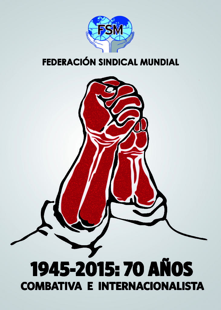 Cartel ganador del concurso por el aniversario 70 de la FSM, de la autoría del cubano Walter Díaz.