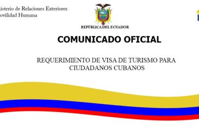 Comunicado oficial de la Cancillería de Ecuador sobre visas para cubanos