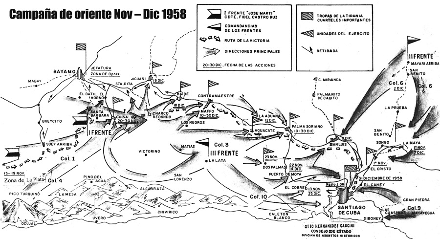 Croquis de las acciones libradas por el Ejército Rebelde en noviembre y diciembre de 1958, en Oriente. | autor: Otto Hernández Garcini