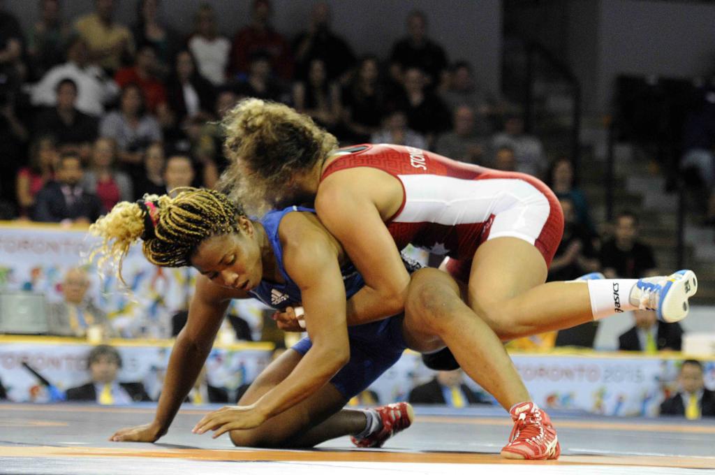 La luchadora Katerina Videaux en los Juegos Panamericanos de Toronto 2015. Foto: Roberto MOREJON RODRIGUEZ