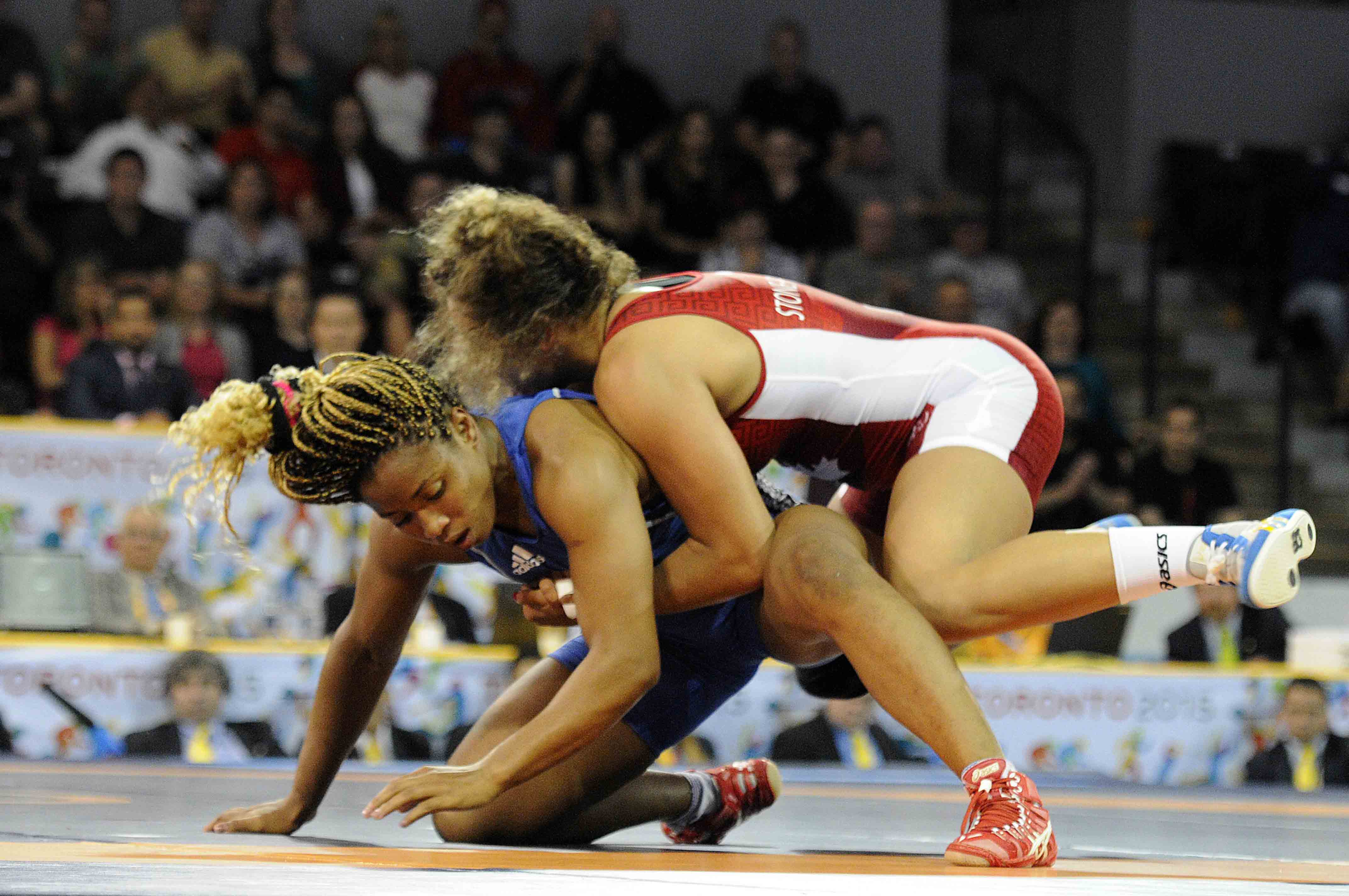 La luchadora Katerina Videaux en los Juegos Panamericanos de Toronto 2015. Foto: Roberto MOREJON RODRIGUEZ