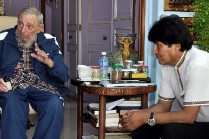 Fraternal encuentro entre Fidel y Evo