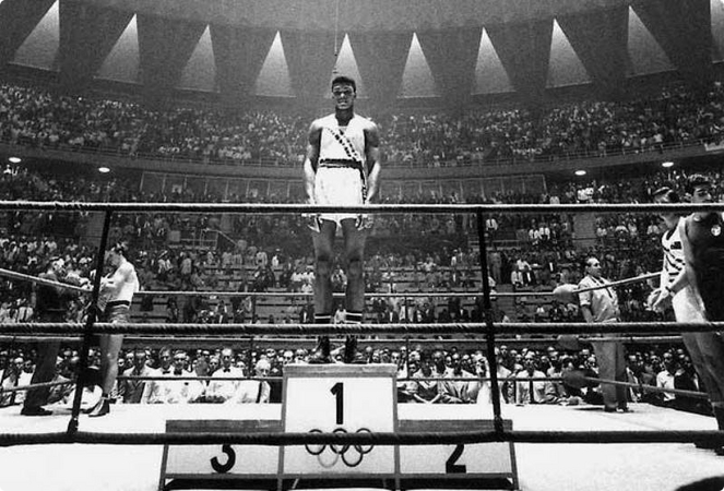 Recuerdo de su ascenso al trono olímpico en Roma 60.