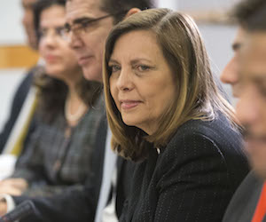 Josefina Vidal, Director General of the U.S. division at Cuba's Foreign Ministry, center, at the start of the Cuba talks at the State Department in Washington. (AP Photo/Pablo Martinez Monsivais)