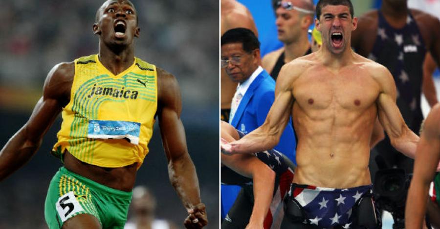 Dos de los grandes de estos juegos: Usain Bolt y Michael Phelps.