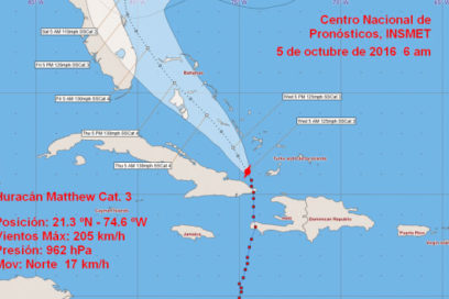 Parte de las 6:00 am de Meteorología: Matthew baja a categoría 3