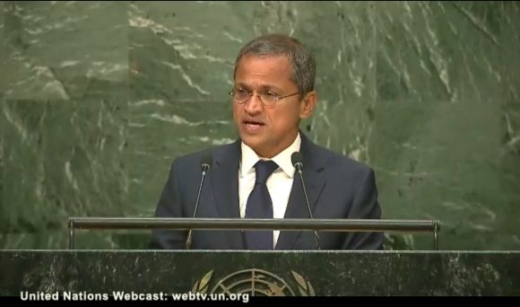 Habla el Embajador en ONU de Singapur, en nombre de Asociación de Naciones del Sudeste Asiático (ASEAN). Foto: Tomada de la TV cubana