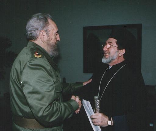 Fidel y Arzobispo Athenágoras. Foto: Archivo de la Catedral de San Nikolás