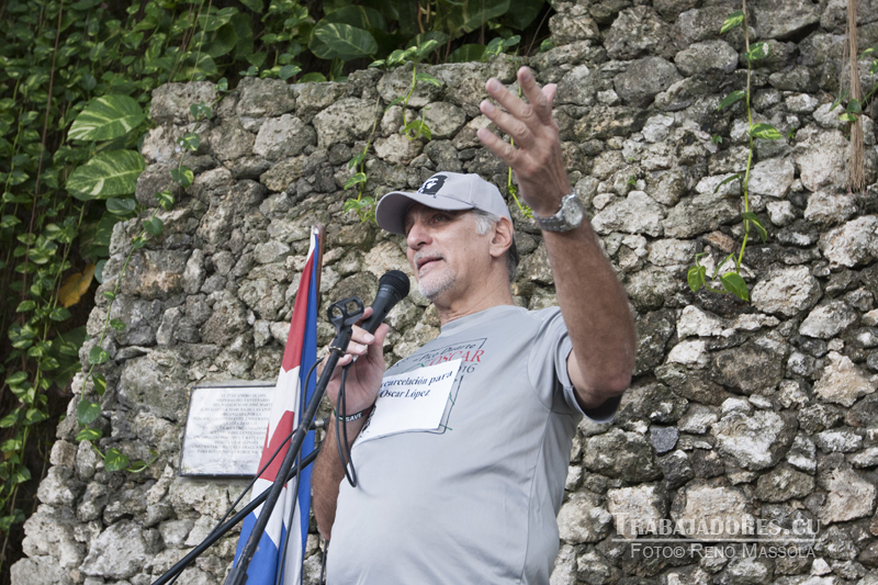 Rene González, Héroe de la República de Cuba, rememora la solidaridad con los 5 de los patriotas puertorriqueños y la necesidad de aunar fuerzas para lograr la excarcelación de Oscar. Foto: Reno Massola 