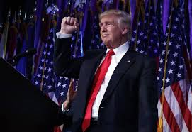 Donald Trump festeja su victoria en las primeras horas.