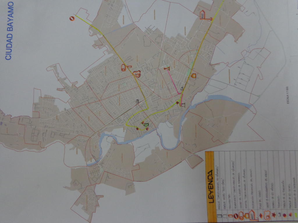 Trayectoria de la ceremonia de traslado a su paso por la provincia de Granma. Foto: de la autora